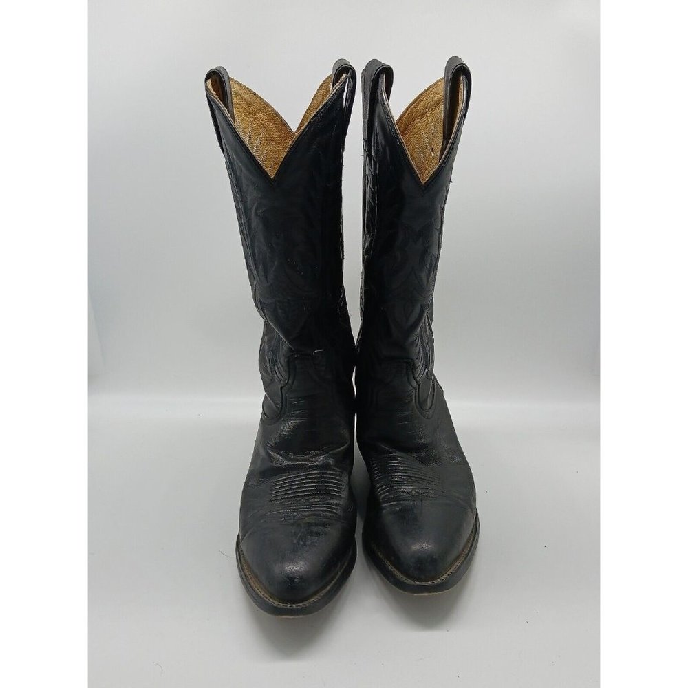 Tony Lama Black Men's Size 8D Western Embroidered Cowboy Boots